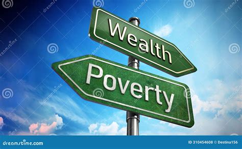 Wealth And Poverty Arrows Pointing Opposite Directions 3D Illustration