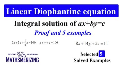 Linear Diophantine Equation Ax By C Proof Examples Euclid