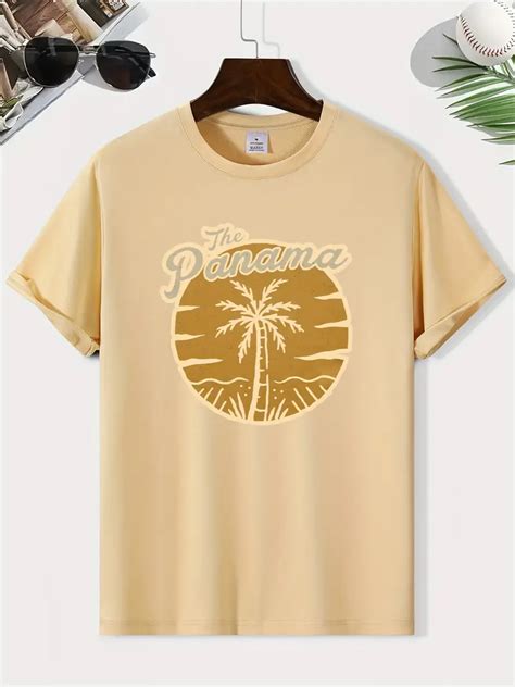 Coconut Tree Print Mens Round Neck Short Sleeve Tee Fashion Temu Ireland