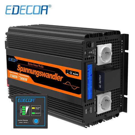 EDECOA Inversor De Potencia De Onda Sinusoidal Pura 3500W 7000W 24V Cc