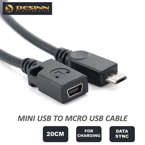 Usb 5p Micro B Male To 5p Mini Usb Female Extension Cable Adapter For Phone Charger Gps Mp3 Mp4