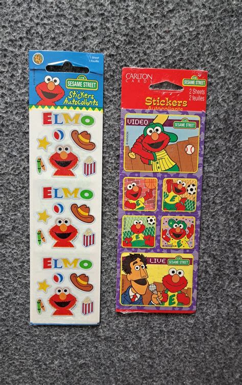 Vintage Sesame Street Elmo Stickers Sandylion Carlton Cards Etsy