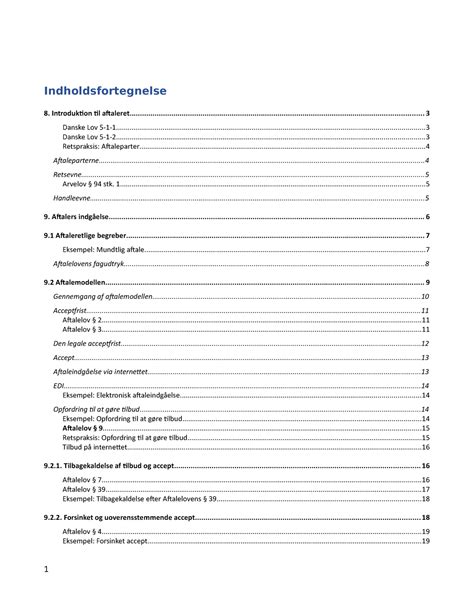 Aftaleret Noter Indholdsfortegnelse Introduktion Til Studocu