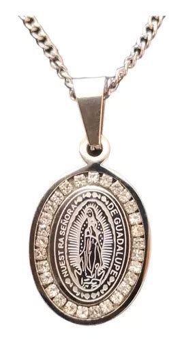 Medalla Virgen De Guadalupe Con Cristal Acero Inoxidable Mercadolibre