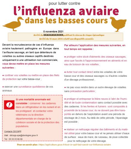 Influenza Aviaire Nouvelles Restrictions Montagrier