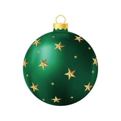 Premium Vector Green Christmas Tree Toy With Golden Stars Realistic