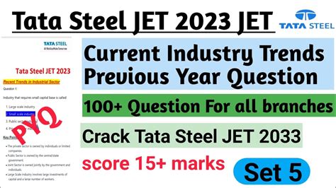 Tata Steel Jet 2023 Current Industry Objective Question Current