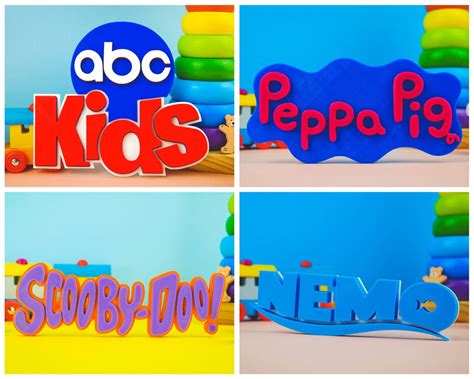 Abc Kids Logo Peppa Pig Scooby Doo Nemo 3d Printed Kids Toy Pretend