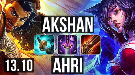 AKSHAN Vs AHRI MID Penta 6 Solo Kills 300 Games KR Master 13