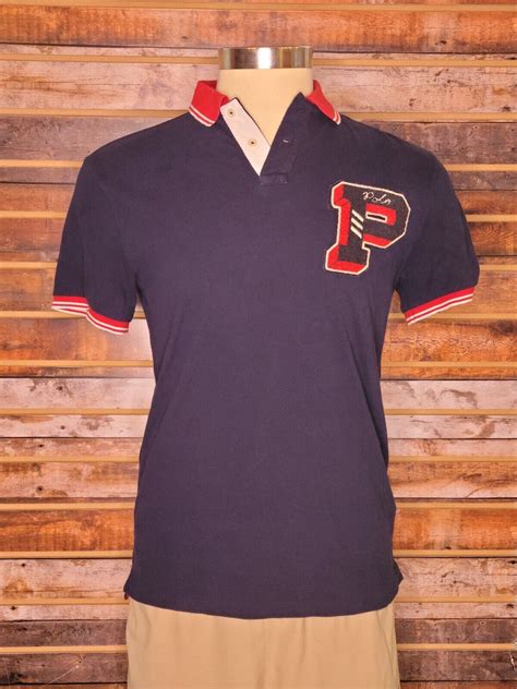 Polo Ralph Lauren Letterman Patch Embroidered Polo Size Med Slim Fit EBay