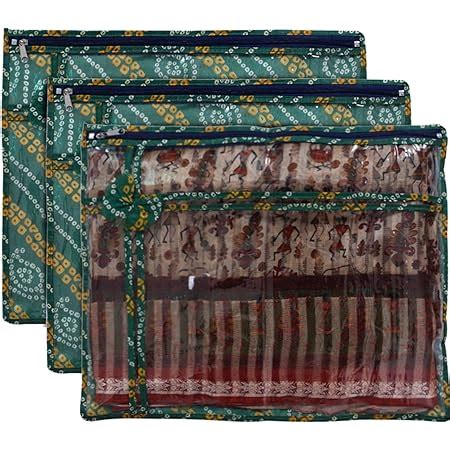 Kuber Industries Bandhani Print Pvc Foldable Single Saree Cover Clothes