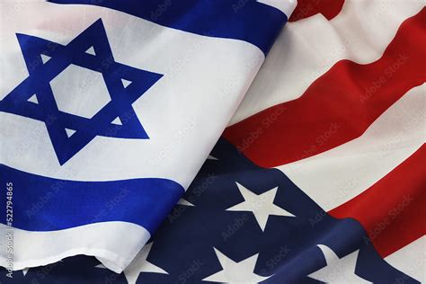 USA Israel. Photo American flag and Flag of Israel conveys the ...