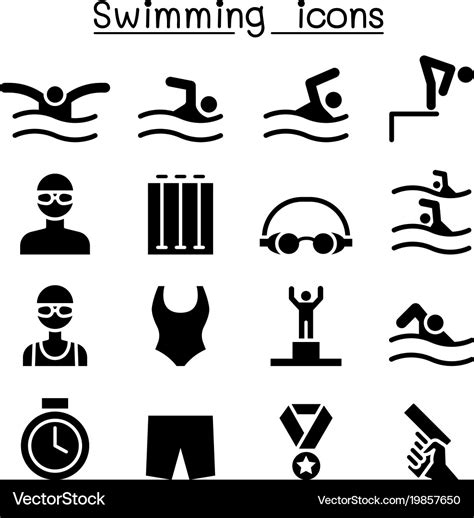 Swimming icon set graphic design Royalty Free Vector Image