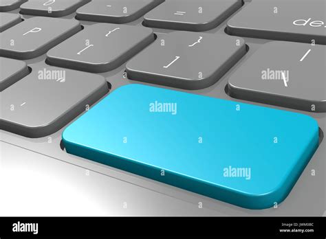 Blue Enter Button On Black Computer Keyboard 3d Rendering Stock Photo