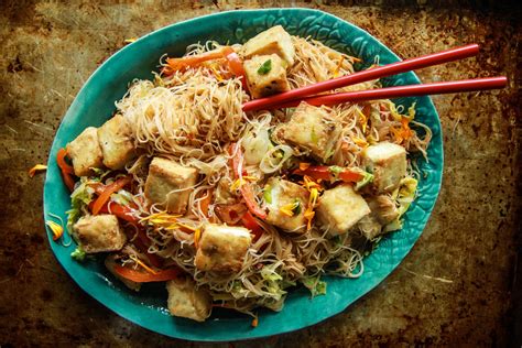 Veggie Stir Fried Noodles With Crispy Tofu Vegan And Gluten Free