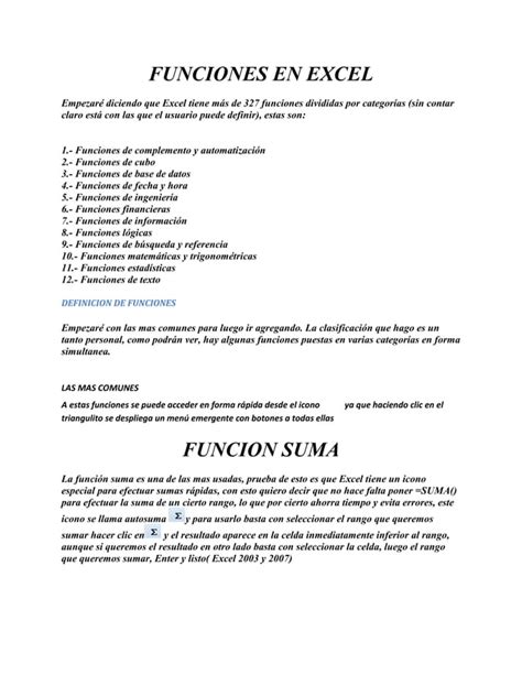 Funciones En Excel PDF