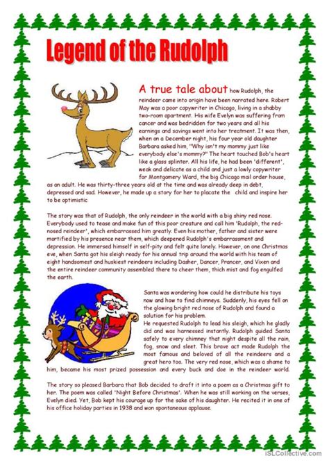 Rudolf The Reindeer English Esl Worksheets Pdf Doc