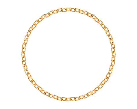 Realistic Gold Circle Frame Chain Texture Golden Round Chains Link