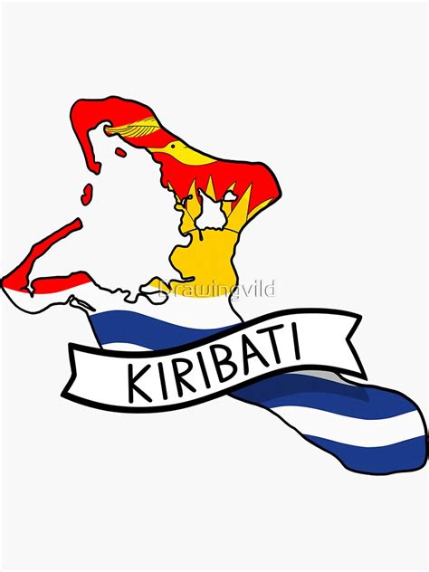 Kiribati Flag Map Sticker Sticker For Sale By Drawingvild Redbubble