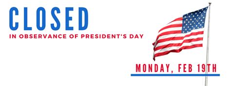 Closed for President’s Day banner [website] – Ventura County Law Library