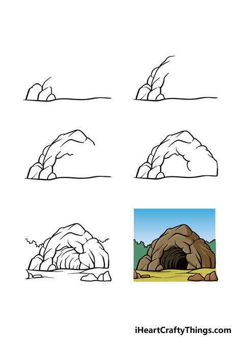 Cave Drawing - How To Draw A Cave Step By Step