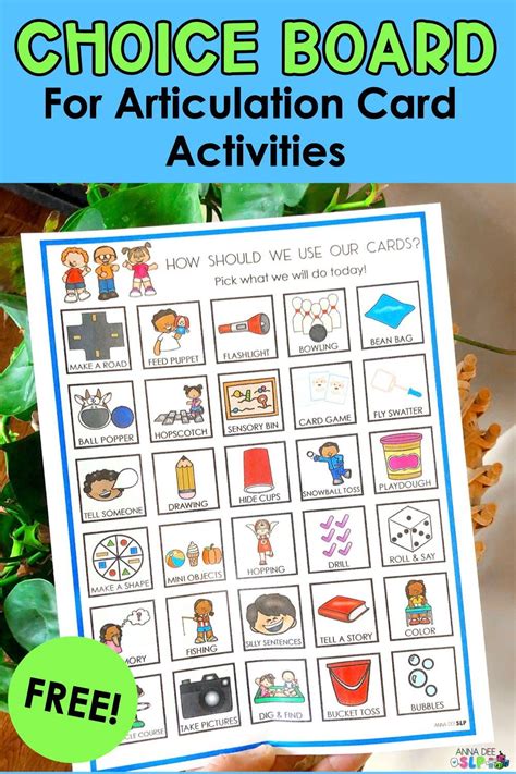 Articulation Card Activity Choice Board Anna Dee Slp Artofit