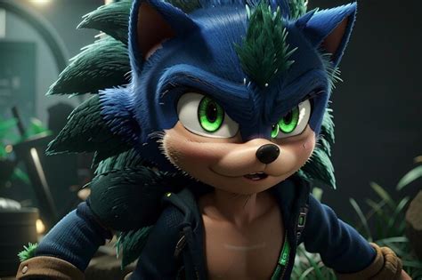 Premium AI Image | Sonic the hedgehog green eyes enraged expression ...