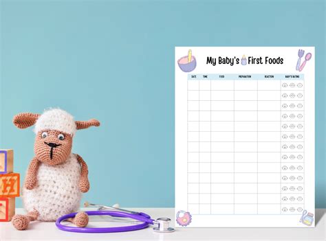 Baby Food Tracker Printable Babys First Foods Meal Planner Food Diary