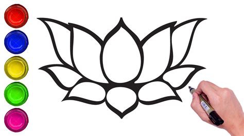 How To Draw A Lotus In Easy Steps For Children Kids Beginners