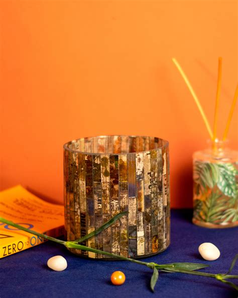 Recycled Paper Mosaic Candle Holder By The Talking Table The Secret Label