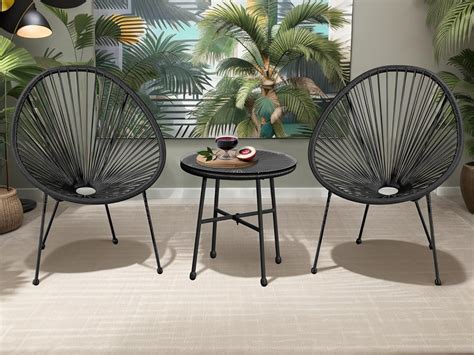 Xeo Home Bistro Egg Chair Set Rattan Garden Decking Furniture Sets Of