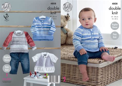 King Cole Baby Double Knitting Pattern Easy Knit Raglan Sweaters