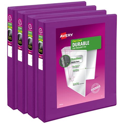 Avery Durable View 3 Ring Binders 1 Inch Slant Rings 4 Purple Binders