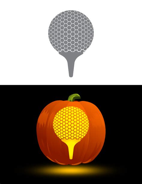 Printable Golf Ball and Tee Pumpkin Stencil