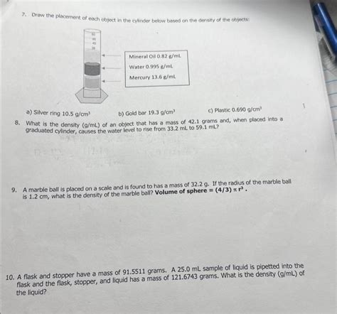 Solved 7 Draw The Placement Of Each Object In The Cylinder Chegg