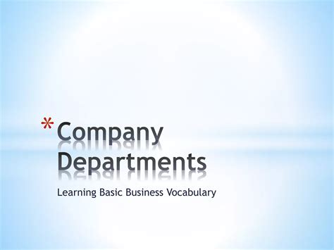 Company Departments Esl Vocabulary Ppt