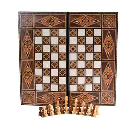 Echecs En Bois Plateau De Backgammon Pliant Moyen Orient Design