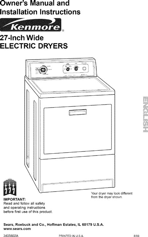 Kenmore User Manual Electric Dryer Manuals And Guides L