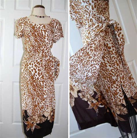 1990s Vintage Dress Animal Print Wrap Sarong Sheath Dress Etsy