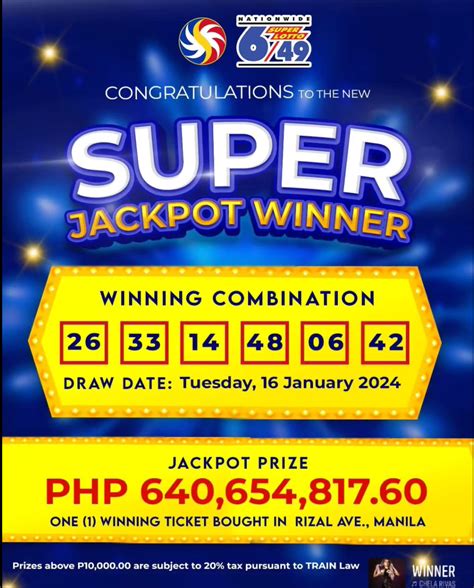 Super Lotto Ticket Sold In Manila Wins P640 Million