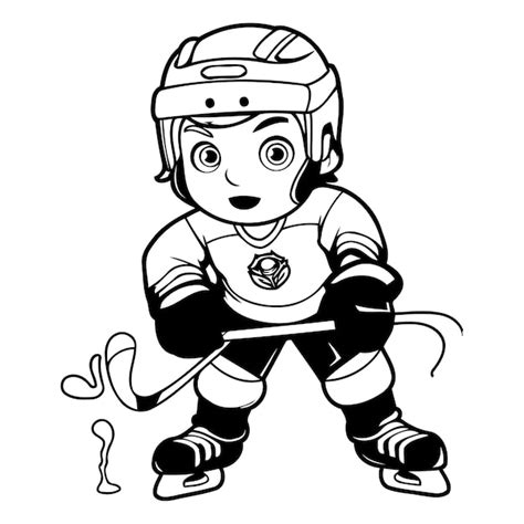 Gar On De Dessin Anim Jouant Au Hockey Sur Glace Illustration