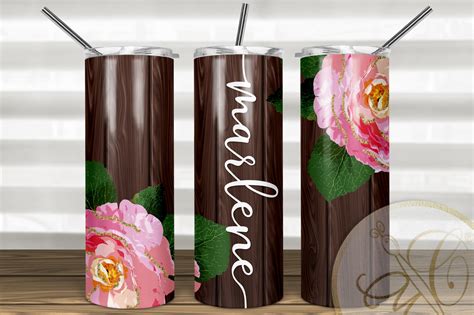 Floral Wood Skinny Tumbler Sublimation Graphic By Paperart Bymc