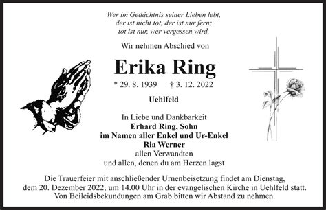 Traueranzeigen Von Erika Ring Trauer Flz De