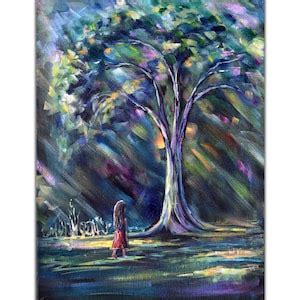 Tree Girl Painting Acrylic Landscape Original Artwork on Canvas 12x16 ...