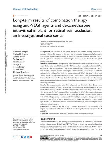 Pdf Long Term Results Of Combination Therapy Using Anti Vegf Agents And Dexamethasone