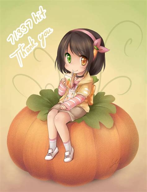 A Cartoon Girl Sitting On Top Of A Pumpkin