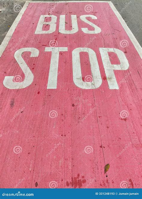 Bus Stop Sign Painted On Bus Lane Road Surface Stock Image Image Of