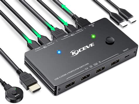 Kvm Switch Dual Monitor K Hz Yuv Port Hdmi Kvm Extended