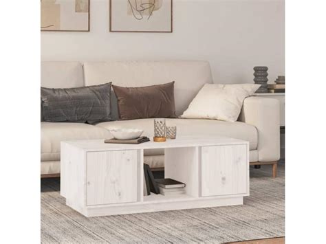 Table Basse Blanc X X Cm Bois Massif De Pin