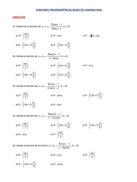 Funciones Trigonométricas Ejercicios